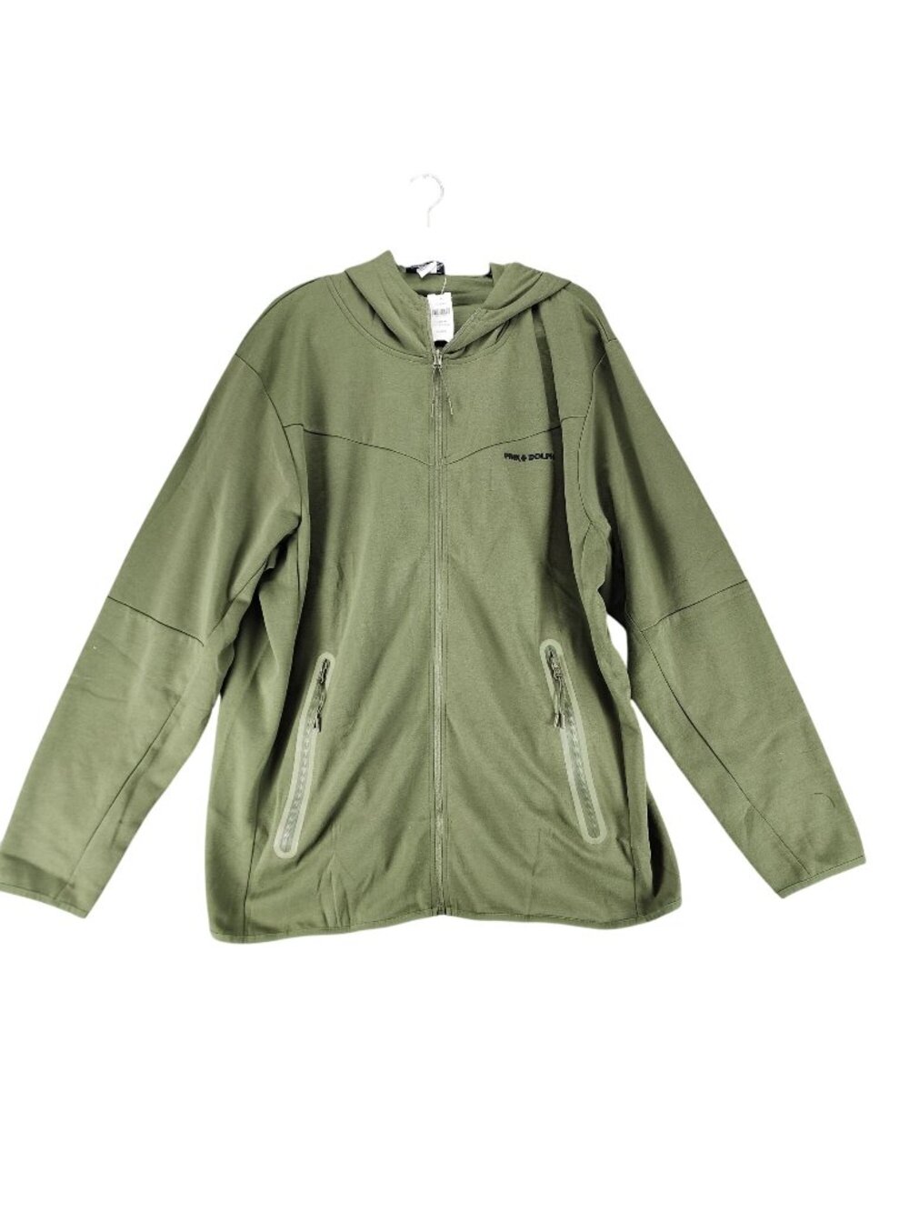 Pink Dolphin Jacket Mens 2XL Olive Green Long Sleeve Full Zip Hoodie *NWT*